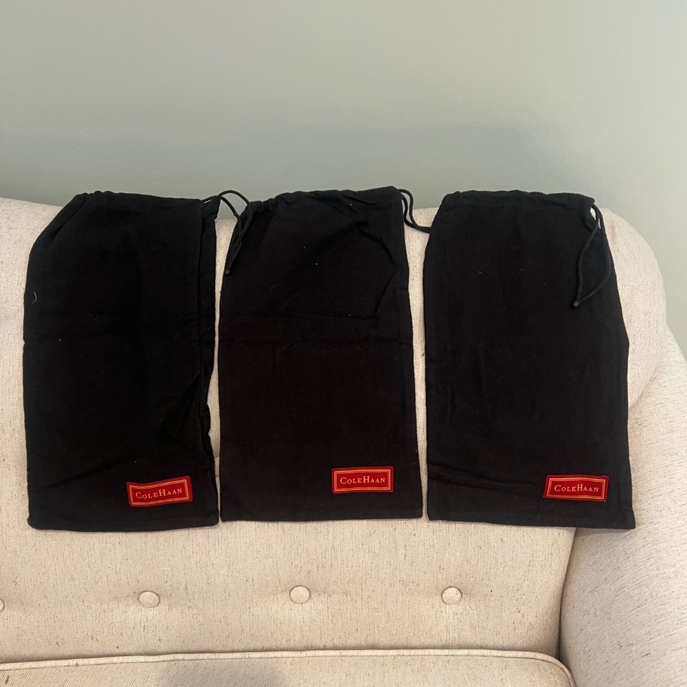 3 Black Felt Cole Hann Drawstring Dust Bags | Excellent Condition